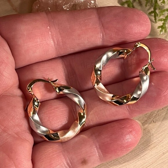 Chunky Twisted Hoop Earrings NWT - Picture 1 of 6